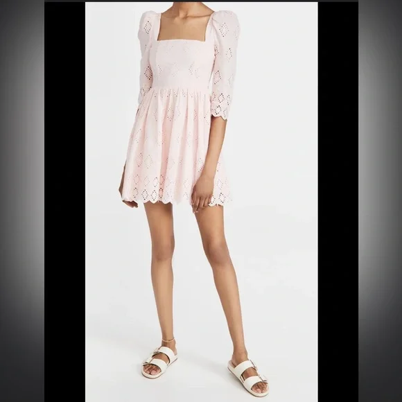 Cara Cara Hart Dress Light Pink Eyelet Mini Size 4 euc